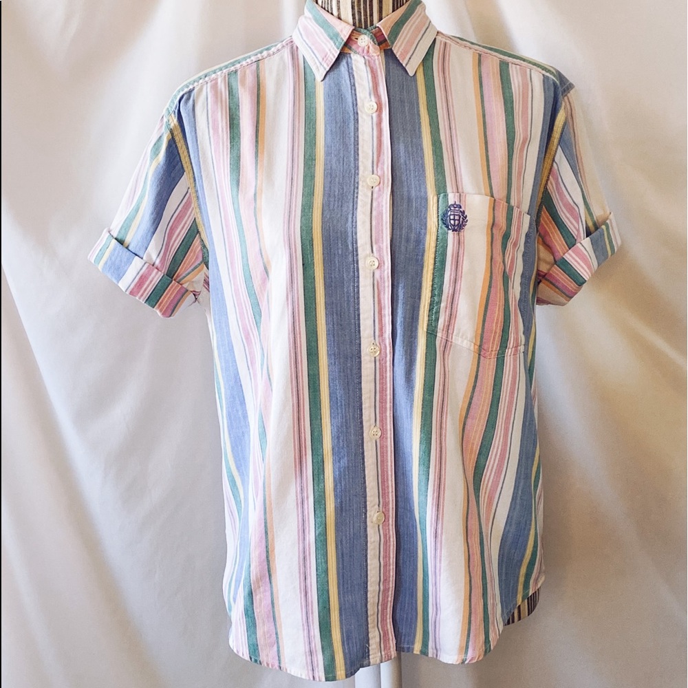 Chic pastel striped button down shirt